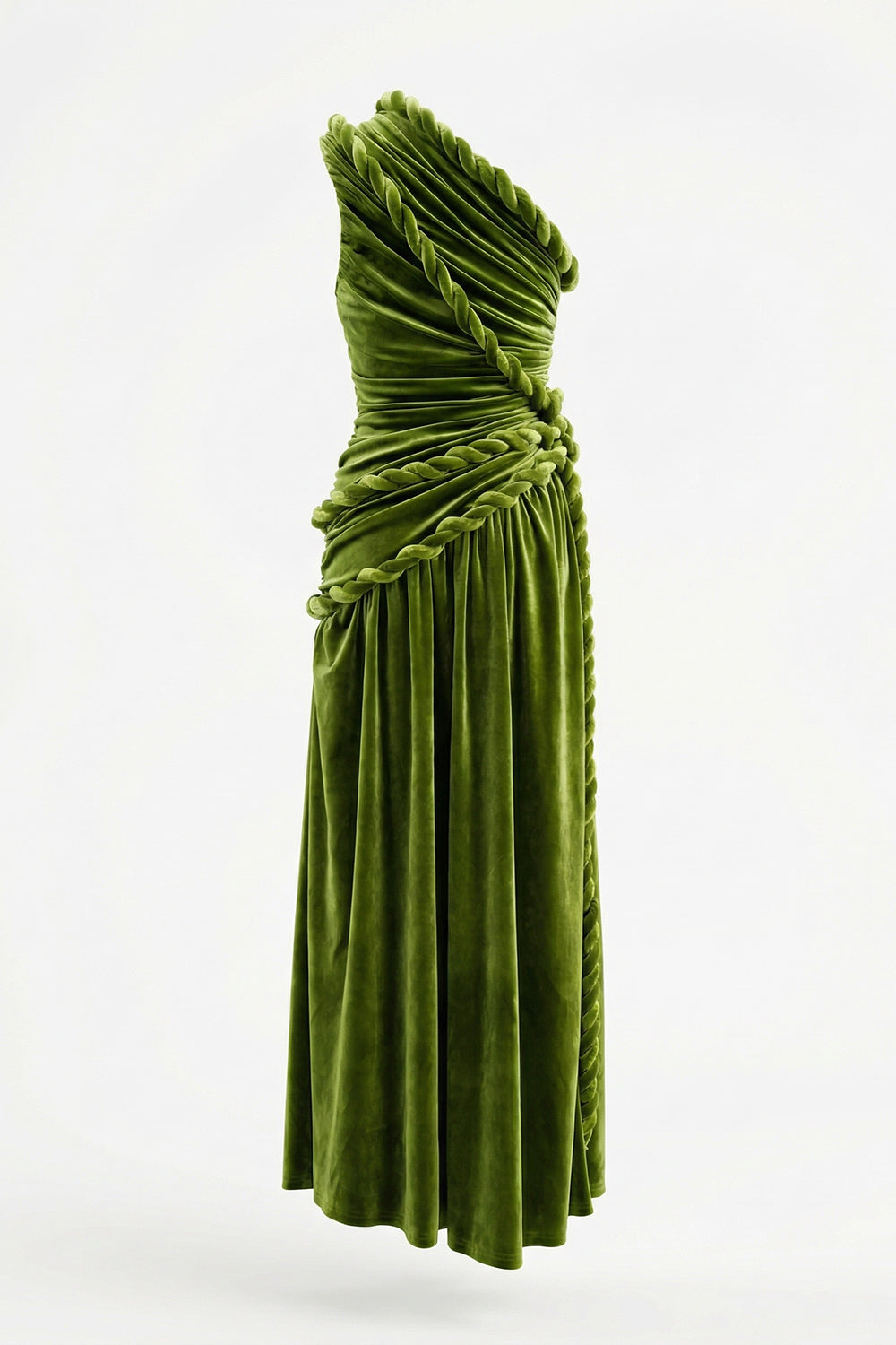 One Shoulder Draped Velvet Gown
