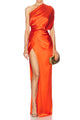 One Shoulder Drop Sleeve Drape Gown