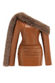 One Shoulder Faux Leather Mini Dress
