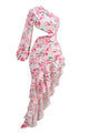 One-Shoulder Printed Ruffles Asymmetrical Maxi Dress