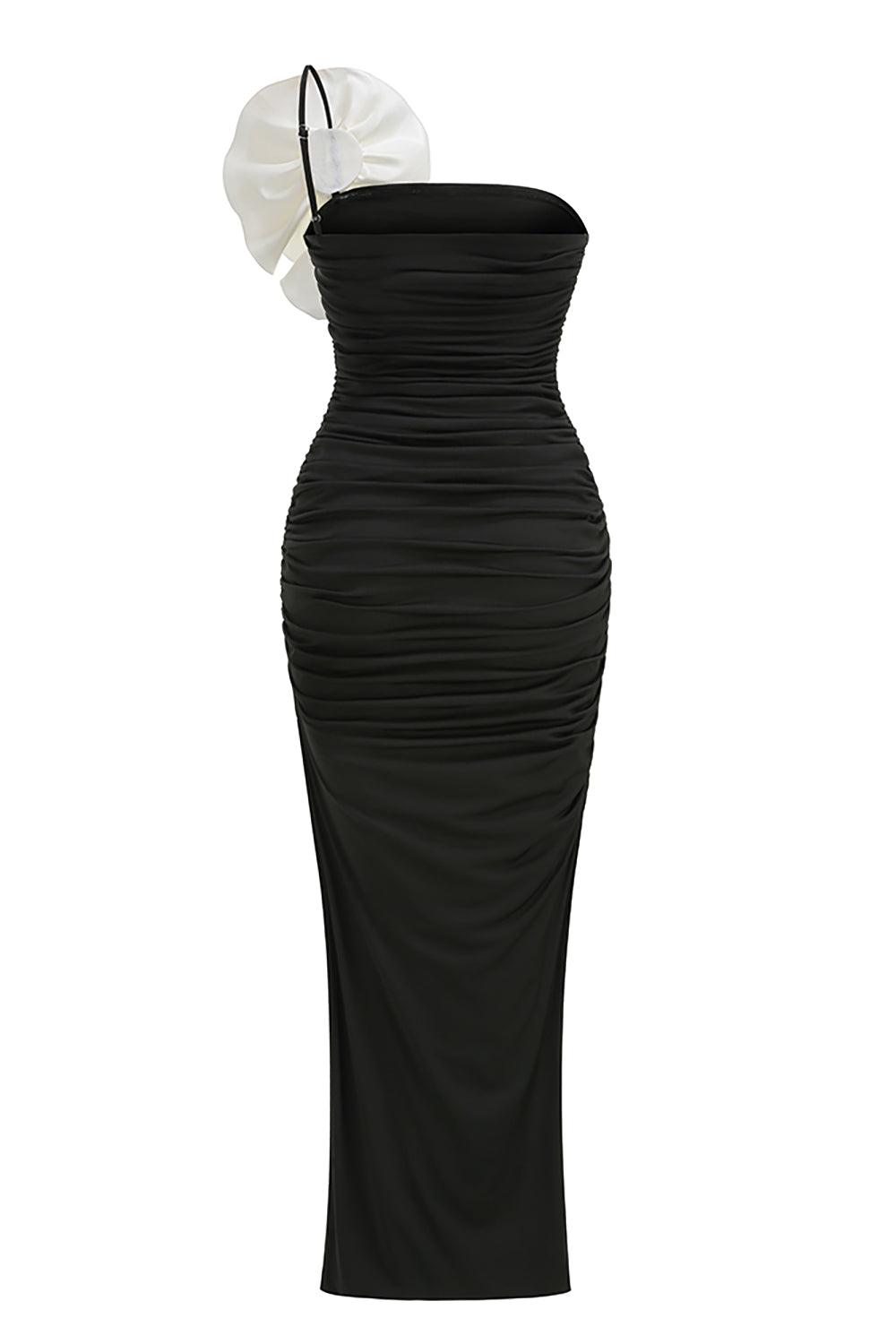 One Shoulder Peony Ruffle Maxi Dress