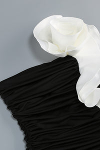 One Shoulder Peony Ruffle Maxi Dress