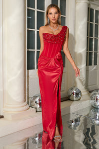 One Shoulder Rhinestone Gown