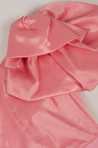 One Shoulder Satin Bandage Bows Gown