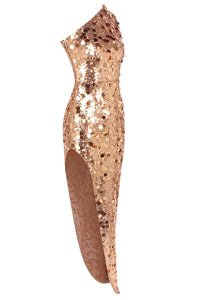 One Shoulder Sequin Maxi Dress