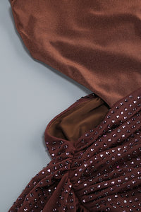 One Shoulder Slinky Diamante Mini Dress