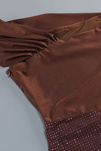 One Shoulder Slinky Diamante Mini Dress