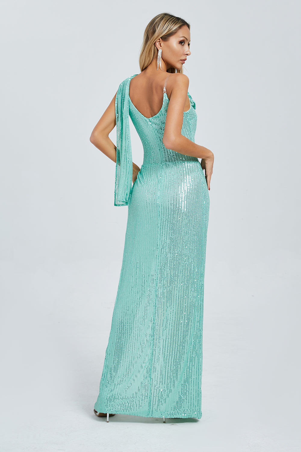 One Shoulder Slit Maxi Dress