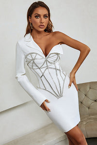 One Shoulder Sparkly-Trim Bandage Dress