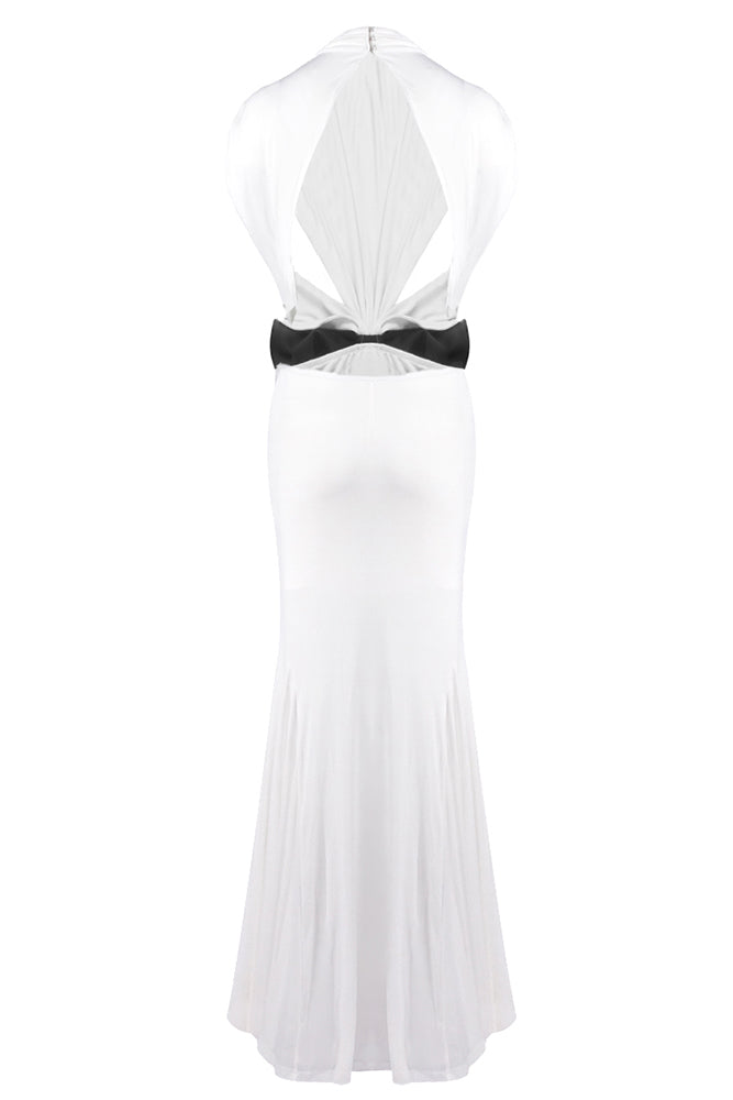 Open Back Bow Jersey Dress IULOVER Open Back Bow Jersey Dress IULOVER