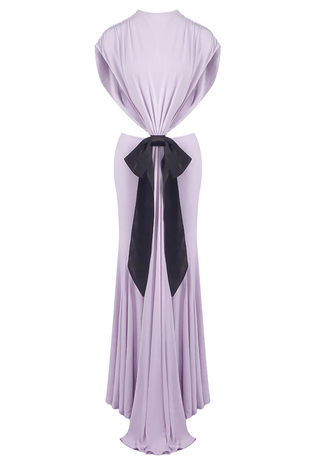 Open Back Bow Jersey Dress IULOVER Open Back Bow Jersey Dress IULOVER