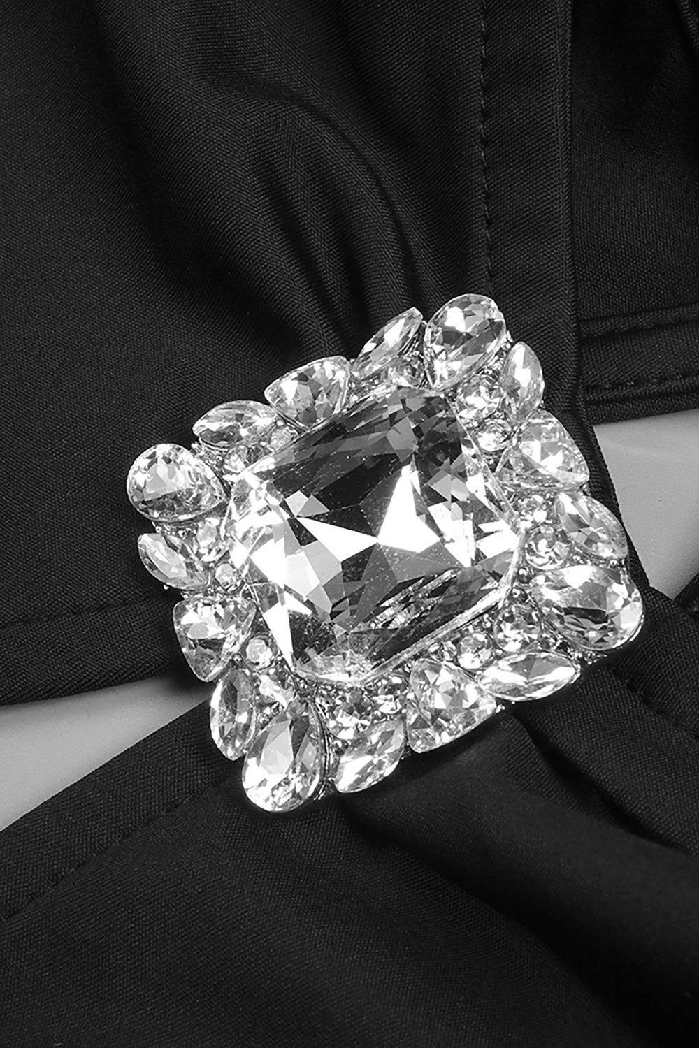 Padded-shoulder Ppanel-insert Gown