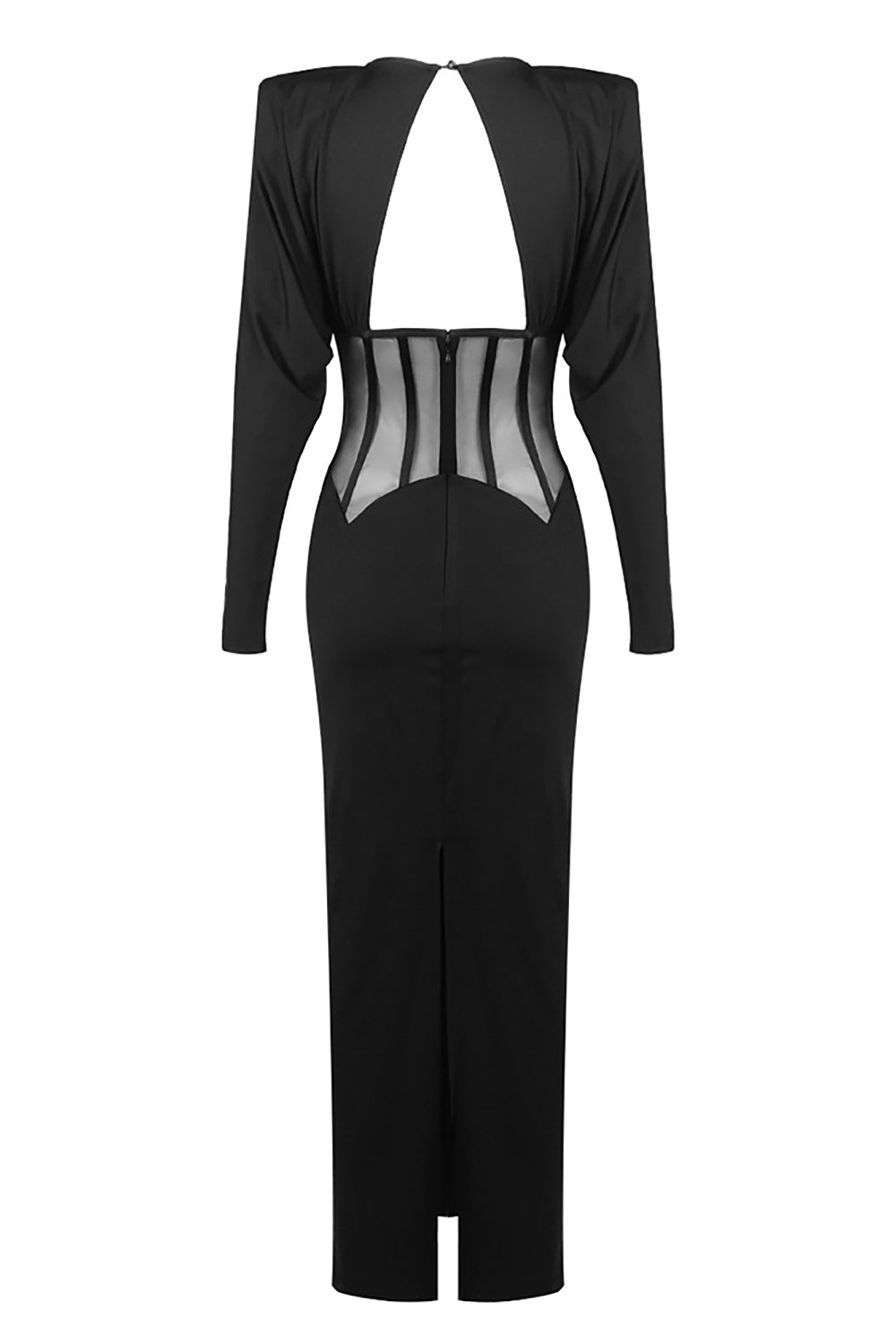 Padded-shoulder Ppanel-insert Gown