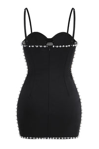 Pearl Trim Bustier Mesh Mini Dress