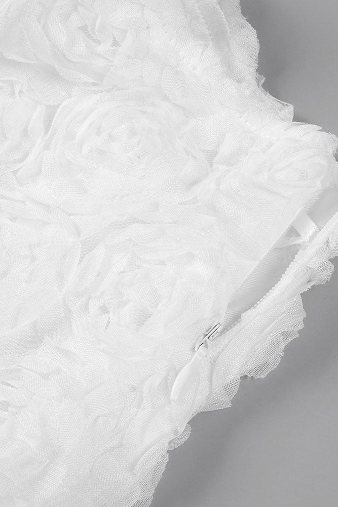 Strapless Petal Layerd Velvet A-line Dress