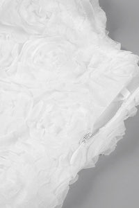 Strapless Petal Layerd Velvet A-line Dress