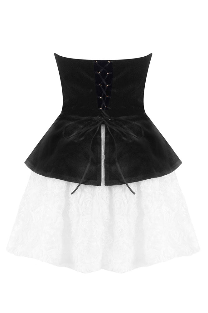 Strapless Petal Layerd Velvet A-line Dress