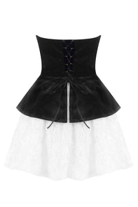 Strapless Petal Layerd Velvet A-line Dress