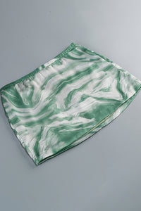 Printed Open Back Halter Top and Skirts Green