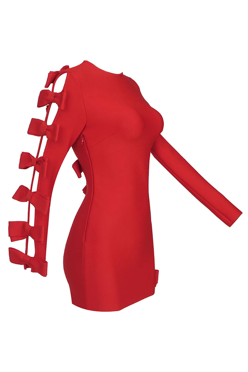 Red Cutout Bowknot Bandage Mini Dress