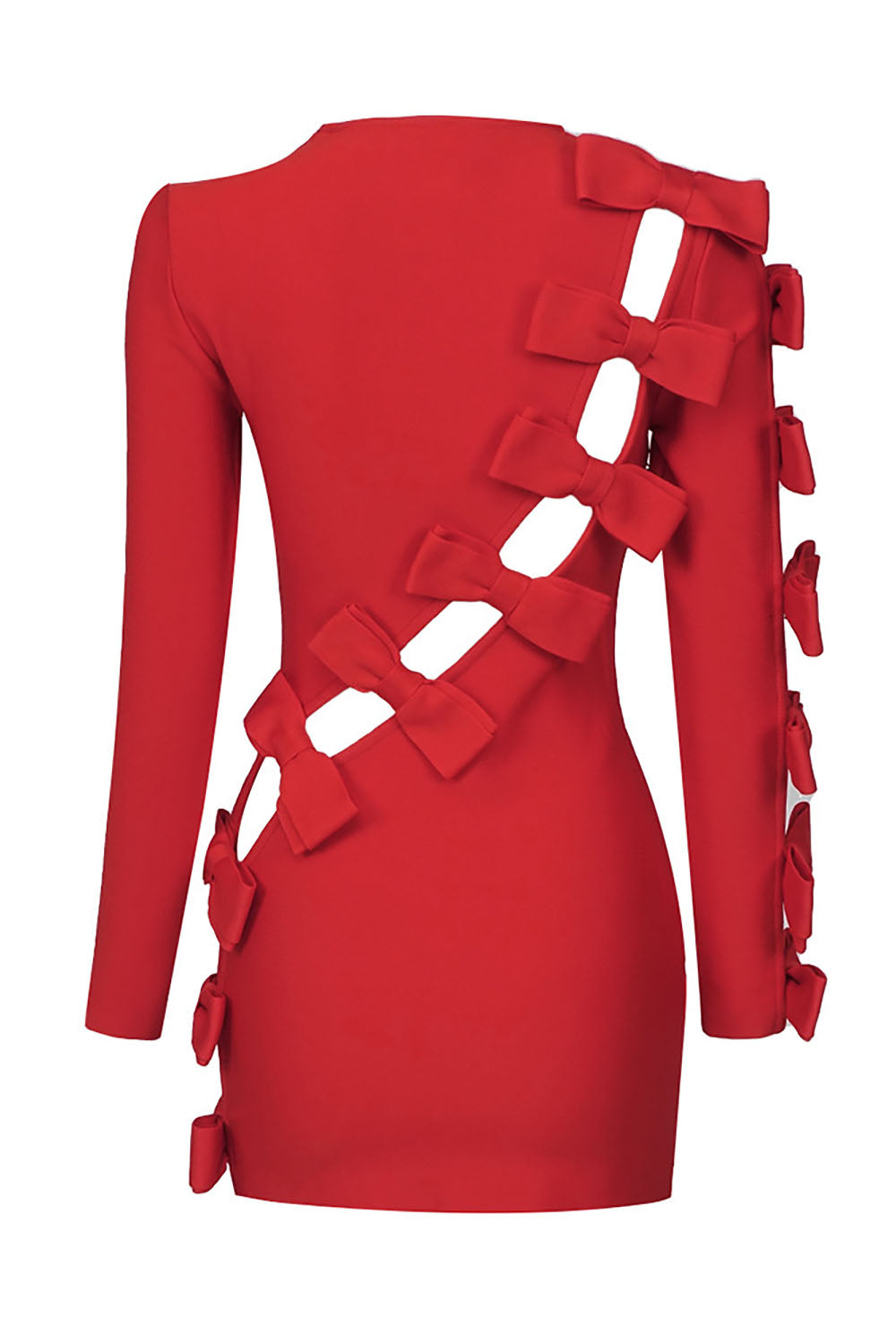 Cutout Bowknot Bandage Mini Dress Red / Medium Cutout Bowknot Bandage Mini Dress Red / Medium