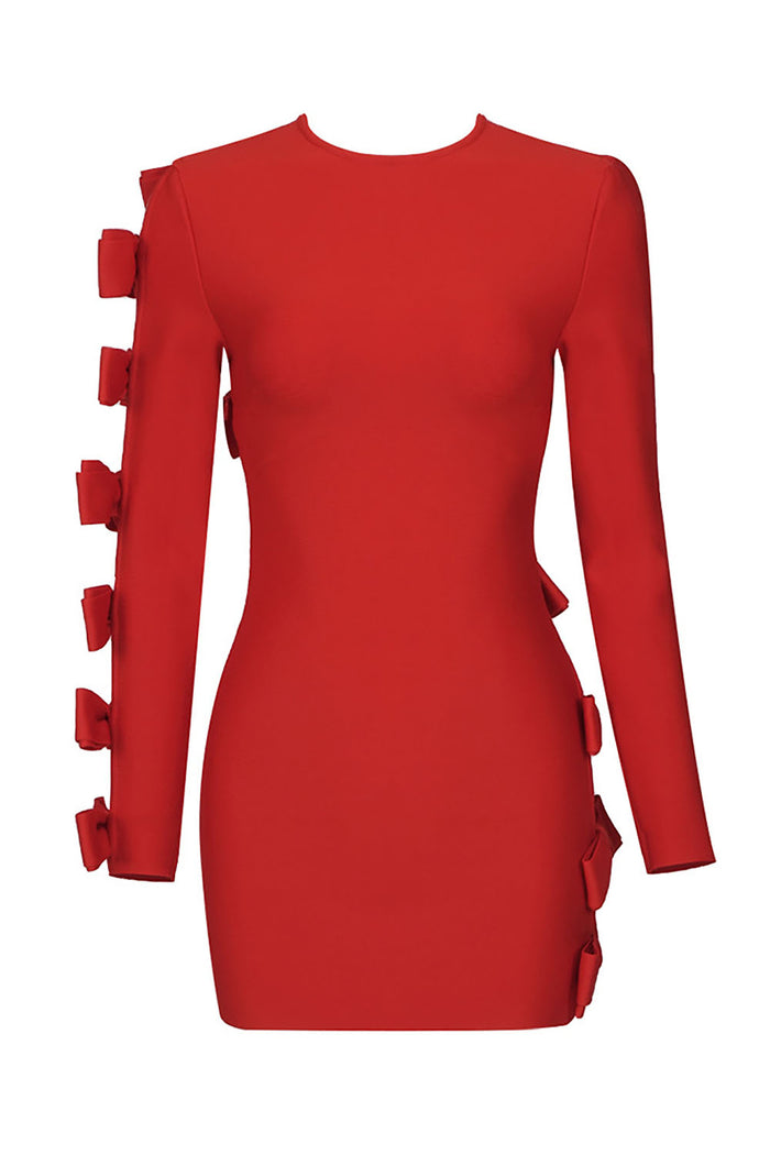 Red Cutout Bowknot Bandage Mini Dress