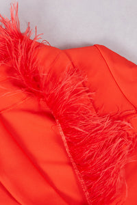 Red Feather-trim Suits