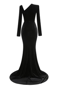 Rhinestone Paneled Velvet Gown