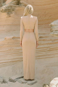 Ring Buckle Draped Cutout Maxi Dress