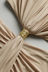 Ring Buckle Draped Cutout Maxi Dress