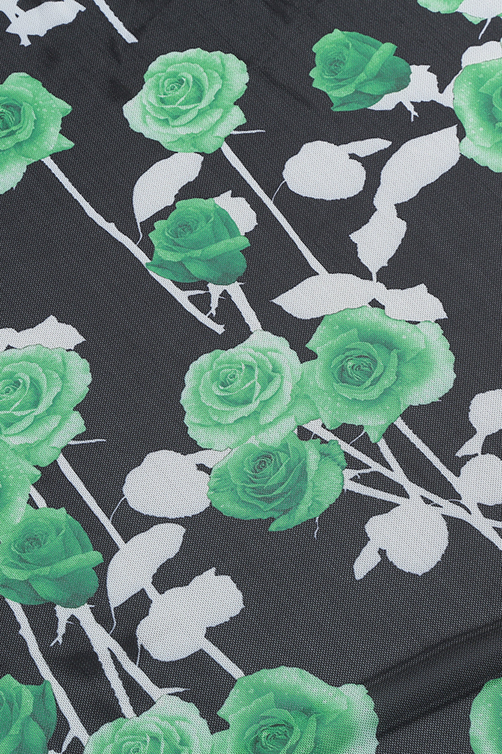 Rose Printed Strapless Mini Dress in Black