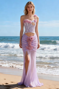 Rosette Applique Cutout Mermaid Dress