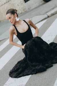 Rosette Applique Mermaid Gown