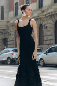 Rosette Applique Mermaid Gown