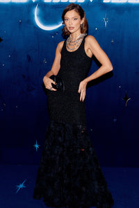 Rosette Applique Mermaid Gown