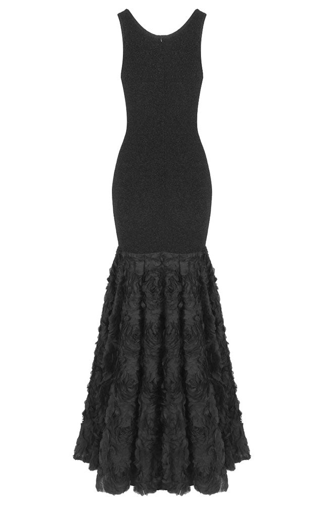 Rosette Applique Mermaid Gown