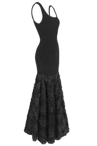 Rosette Applique Mermaid Gown