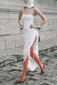 Satin Strapless Corset Detailed Maxi Dress