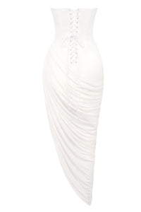 Satin Strapless Corset Detailed Maxi Dress