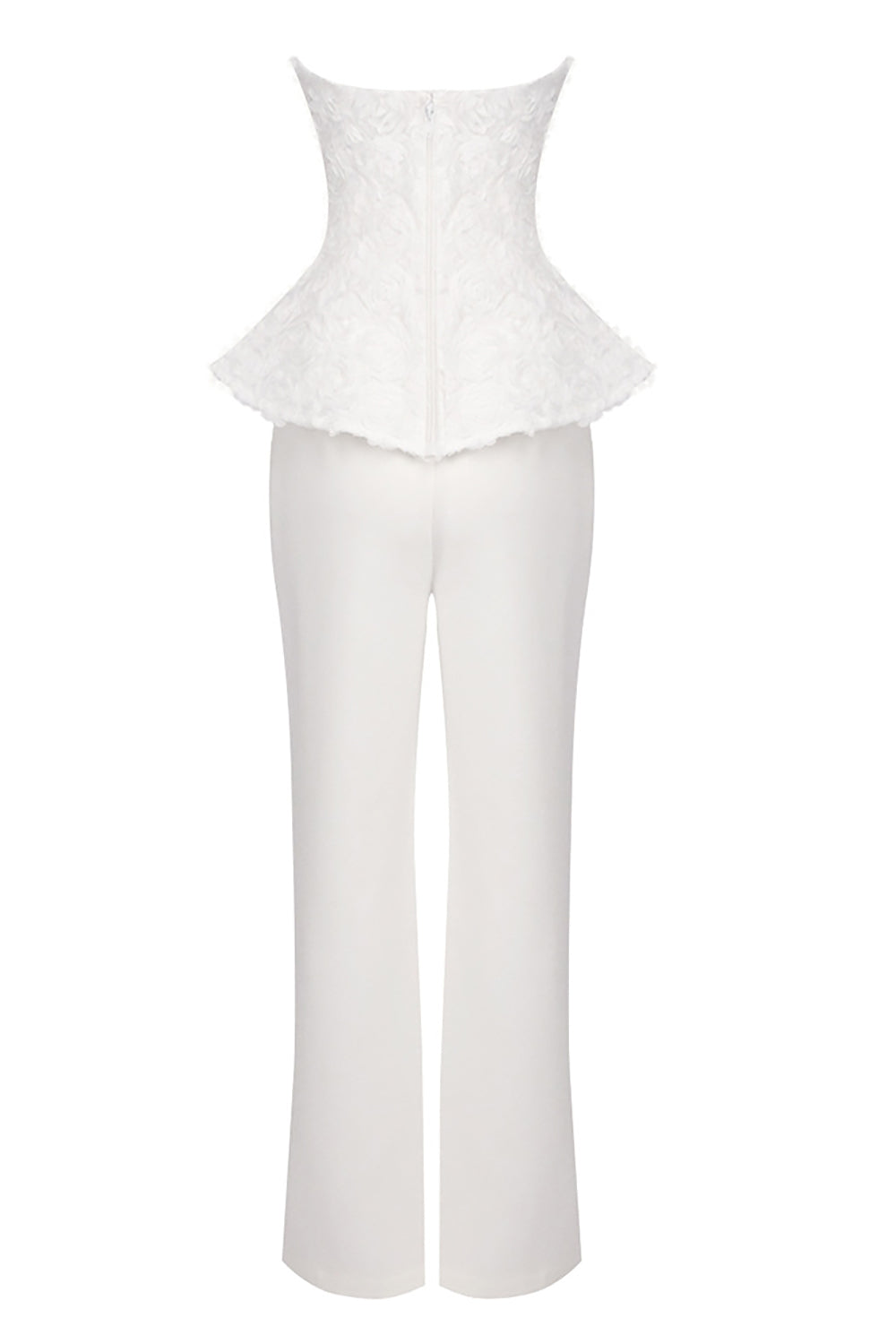 Satin Strapless Cream Top Wide Leg Pants