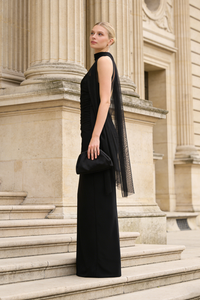 Scarf Strapless Corset Maxi Dress