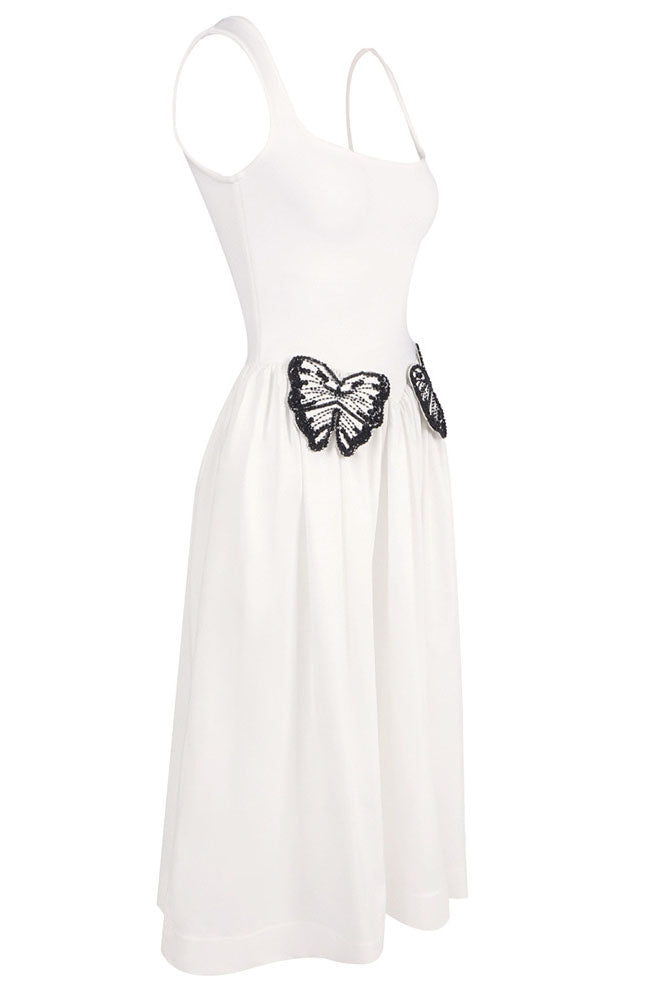 Scoop Neck Butterfly Detailing Maxi Dress