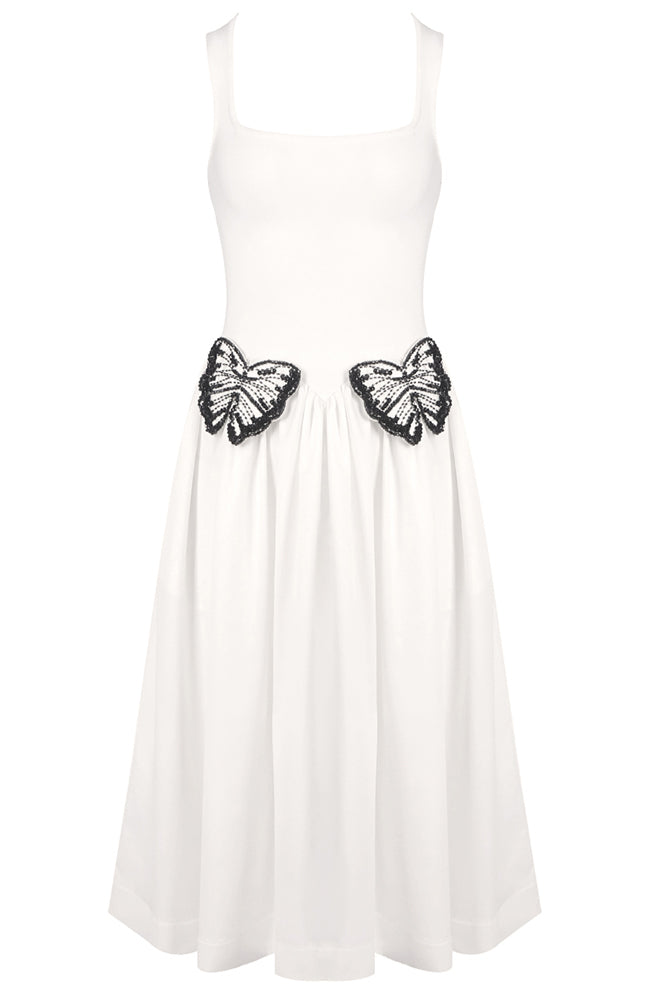 Scoop Neck Butterfly Detailing Maxi Dress