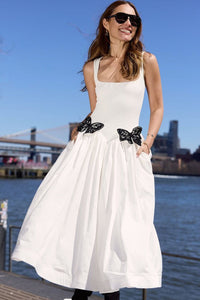 Scoop Neck Butterfly Detailing Maxi Dress