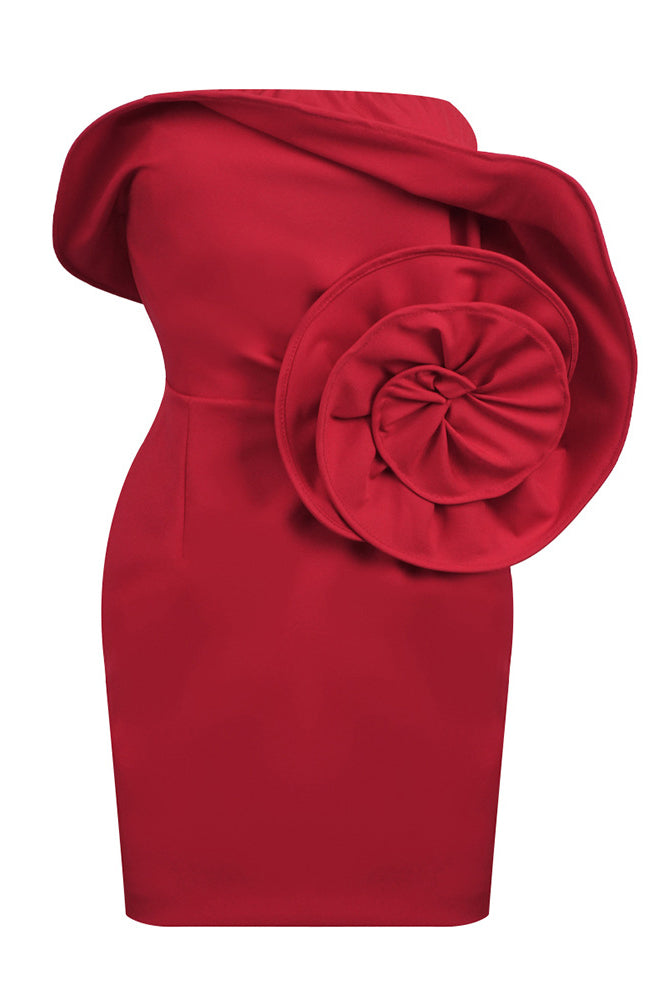 sculptural mini dress Sculptural Rose Floral Mini Dress – IULOVER