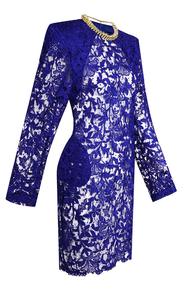 See Through Guisette Lace Mini Dress