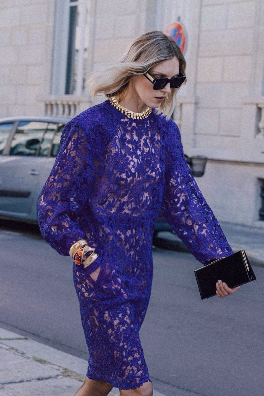 See Through Guisette Lace Mini Dress