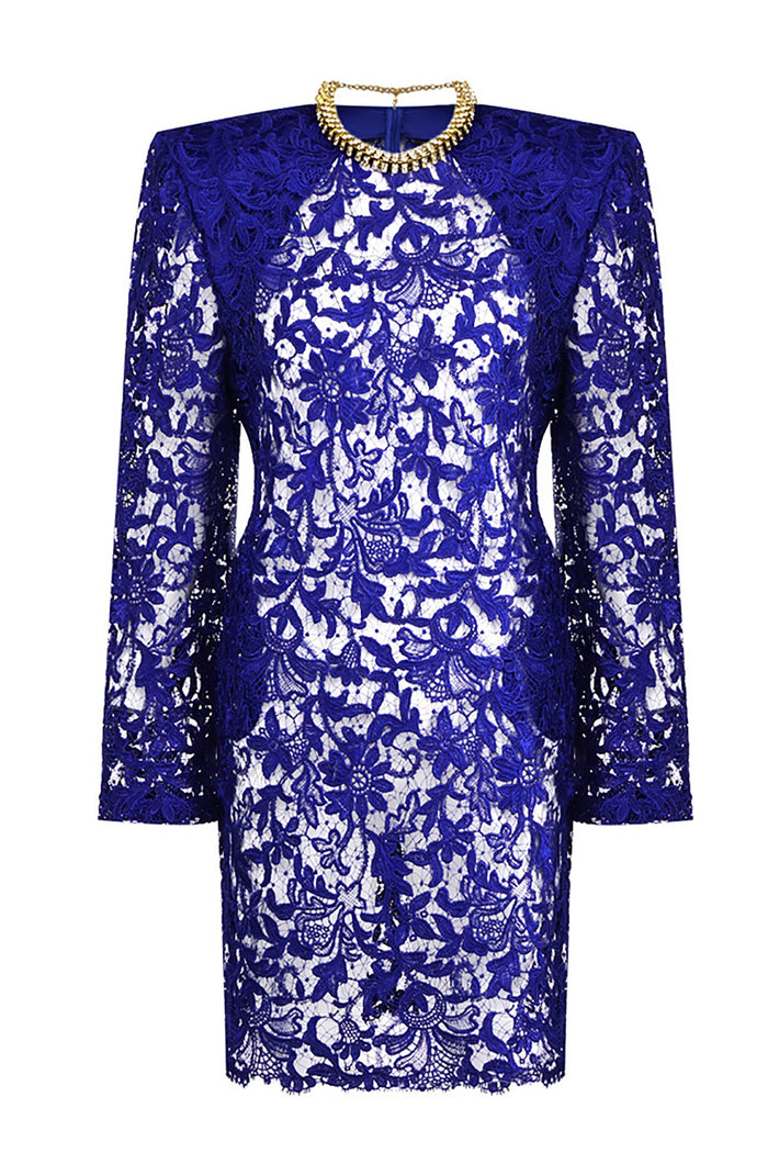 See Through Guisette Lace Mini Dress