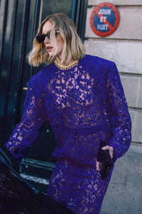 See Through Guisette Lace Mini Dress