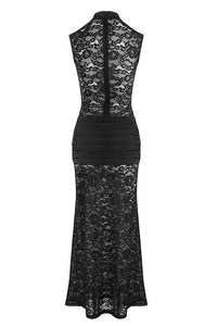 See Through Keyhole Lace Maxi Dress